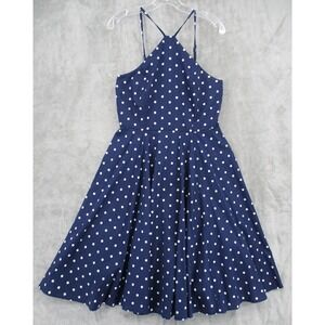 Venus Dress Womens 10 Fit & Flare Polka Dot Rockabilly Pin up Retro High Neck